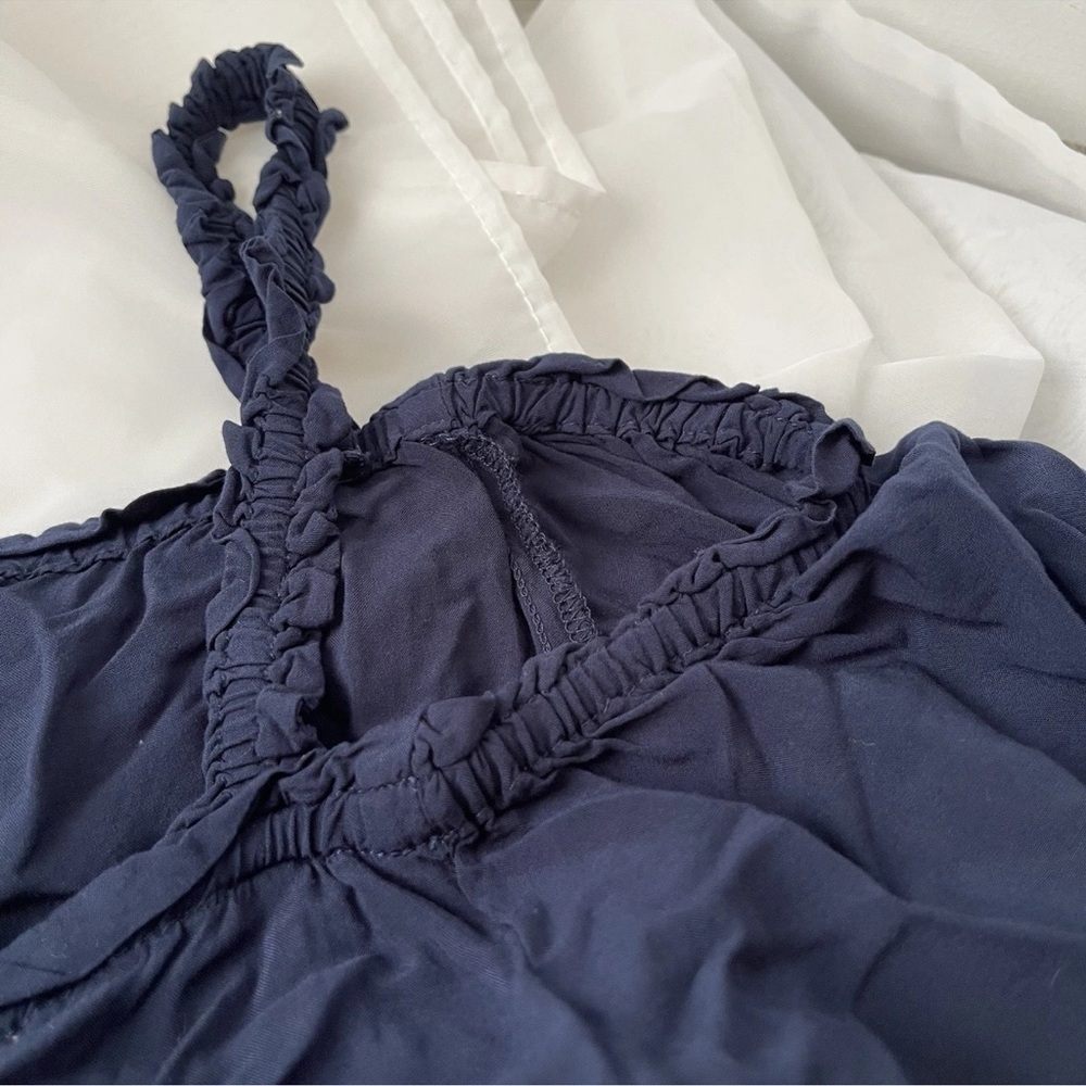Pietro Brunelli Maternity Dress Sz M Navy Tiered Shoulder Strap off Shoulder - Picture 3 of 6